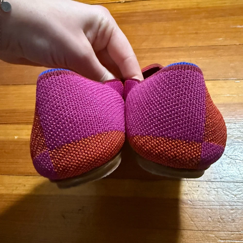 Rothy's The Point Retired Ballet Flats In Metallic Pomegranate Plaid Size 11